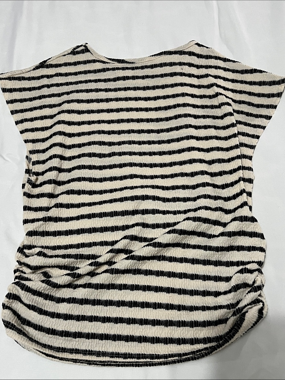 C’est La Vie Striped Ruched Cap Sleeve Top - Picture 2 of 3